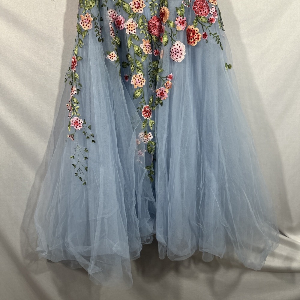 NWT MAC DUGGAL [‎ 10 ] 20651 Bustier Embroidered Floral A-Line Dress Blue J1803 - Picture 15 of 16